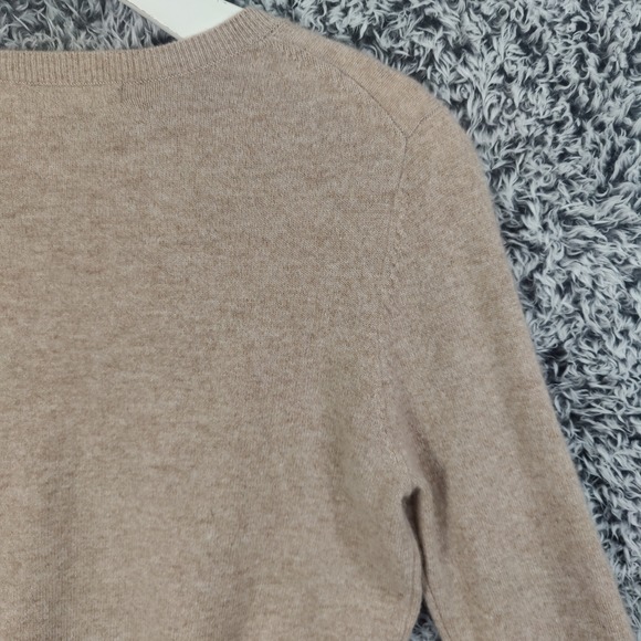 Quince 100% Cashmere Luxe Crew Neck Long Sleeve Sweater Top Women Medium Beige - Picture 10 of 15